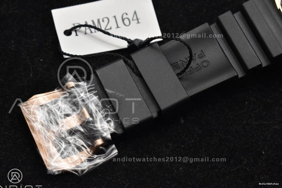 on Best Dial Black P 992 PAM2164 Strap 42mm Submersible Edition Black Rubber VSF WrinkleFree 0211